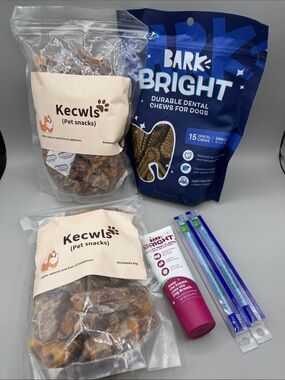 Kecwls Pet Snacks & Bark Bright Dental Chews Bundle
